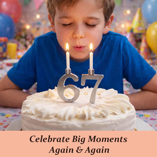 Återanvändbart set med födelsedagsljusstakar med siffror