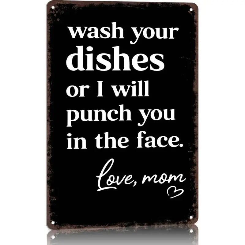 đ„ Rolig metallskylt med texten âWash Your Dishesâ â Rolig vĂ€ggdekoration till köket â 20 x 30 cm, vattentĂ€t plĂ„t đœïž
