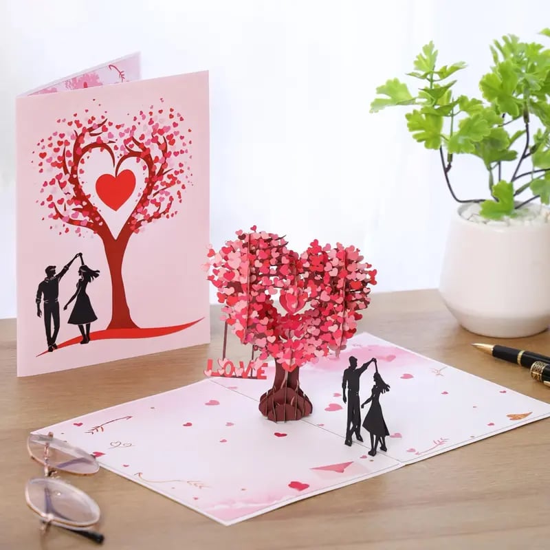 đPremium 3D pop-up romantiskt jubileums- och valentinkort