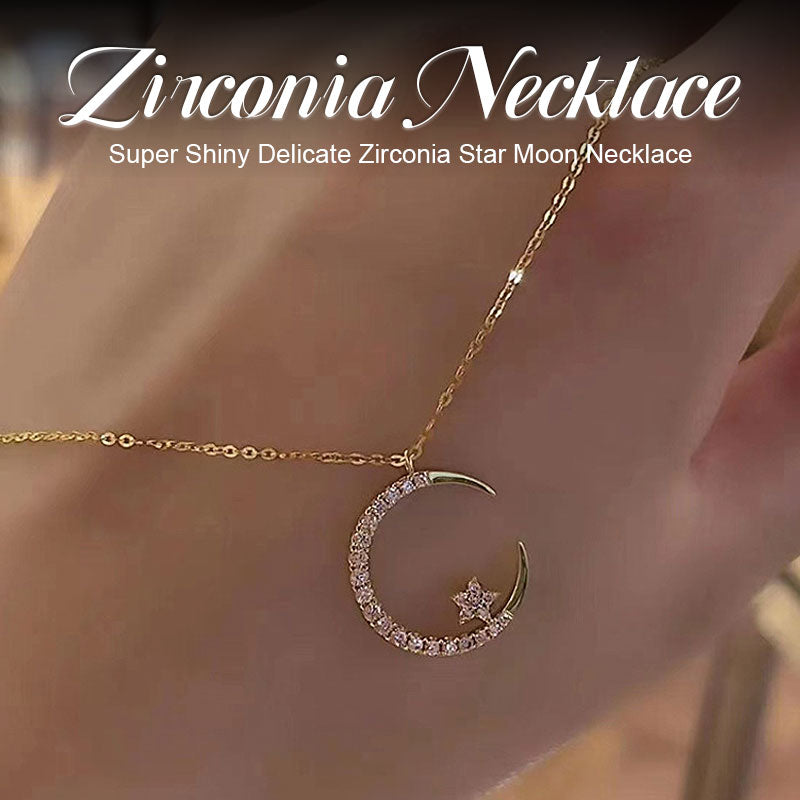 Superglänsande utsökt zirkonstjärna-mån-halsband