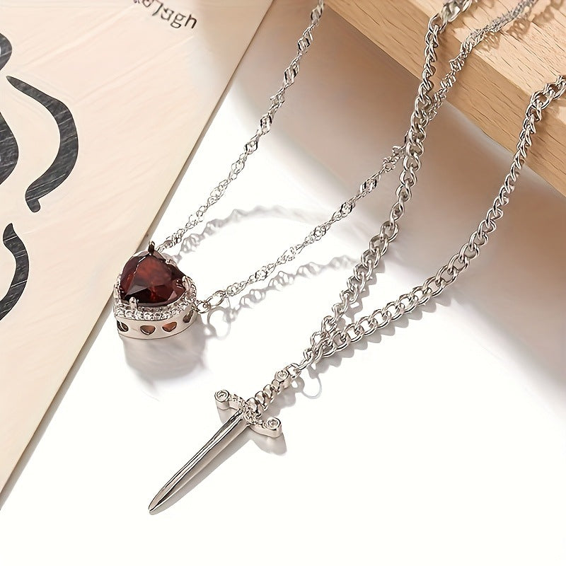 ❤️🗡️Svärd och hjärta matchande halsband
