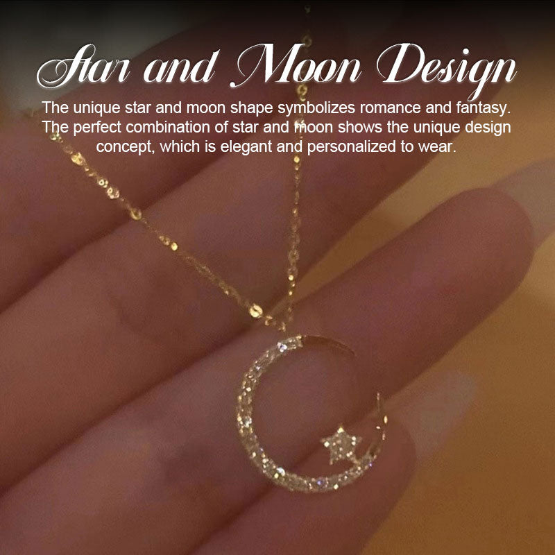 Superglänsande utsökt zirkonstjärna-mån-halsband