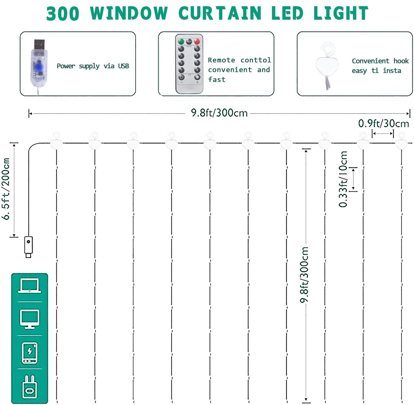 🎁Tidig julrea 49 % rabatt🎅LED-ljusslinga, USB-driven LED-ljusgardin för presentförpackning