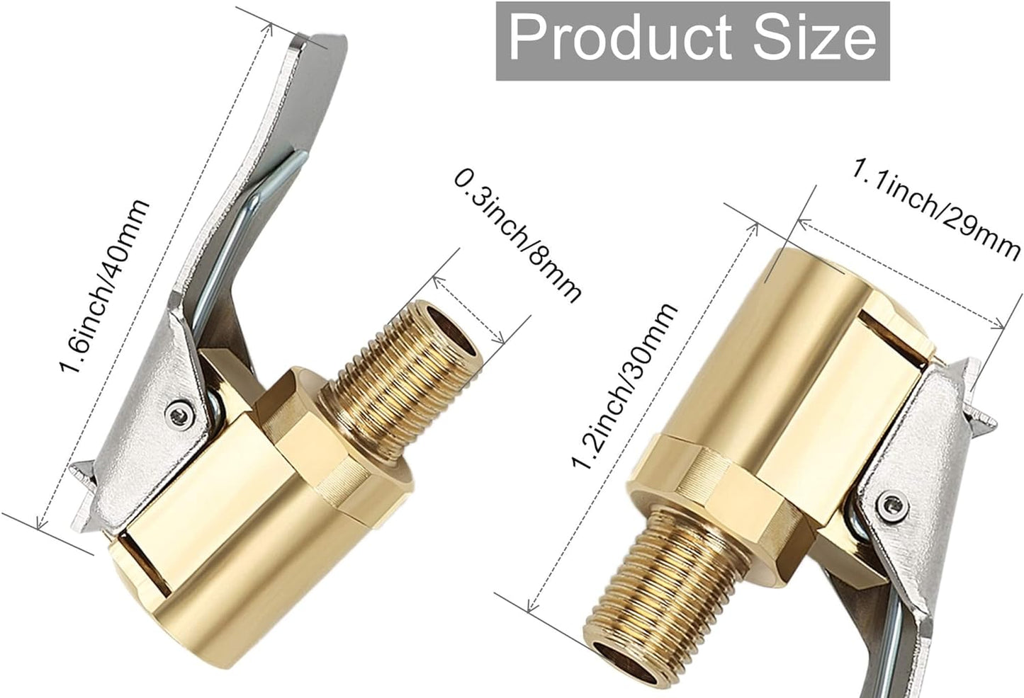 🔥Sista dagen-kampanj 49 % rabatt🔥 - 2-pack 8 mm däckluftchuck med klämadapter