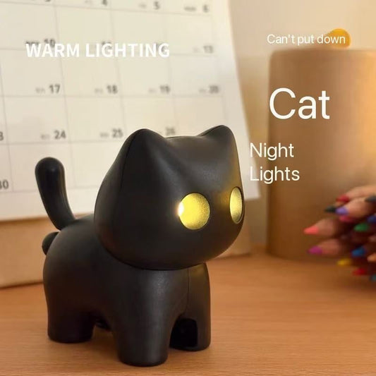 🌙 Nyckelring med svart katt som nattlampa