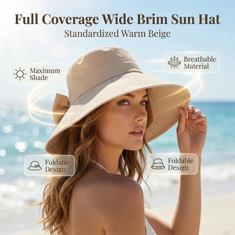 👒Sommarrea☀️Solhatt med bred brätte och rosett för damer