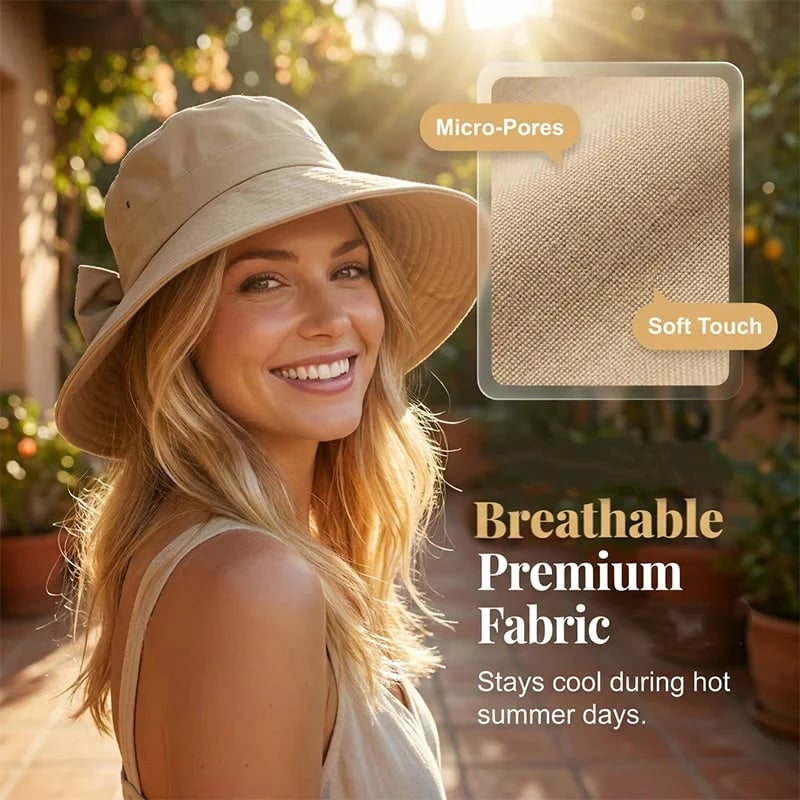 👒Sommarrea☀️Solhatt med bred brätte och rosett för damer