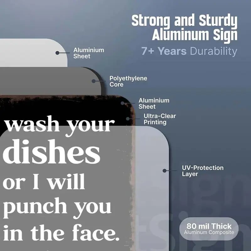 🥊 Rolig metallskylt med texten ”Wash Your Dishes” – Rolig väggdekoration till köket – 20 x 30 cm, vattentät plåt 🍽️