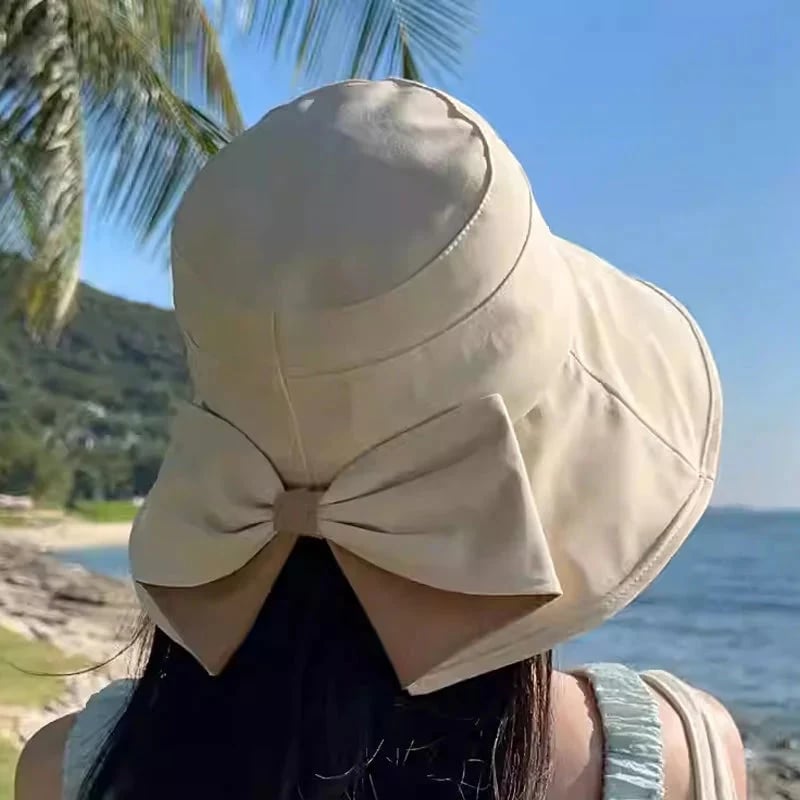 👒Sommarrea☀️Solhatt med bred brätte och rosett för damer