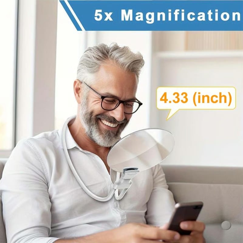 🔥SISTA DAGEN 35 % RABATT - 👵🔎För äldre 5X förstoringsglas med 4,33" lins — Handsfree, bärbar och multifunktionell förstoringsglas