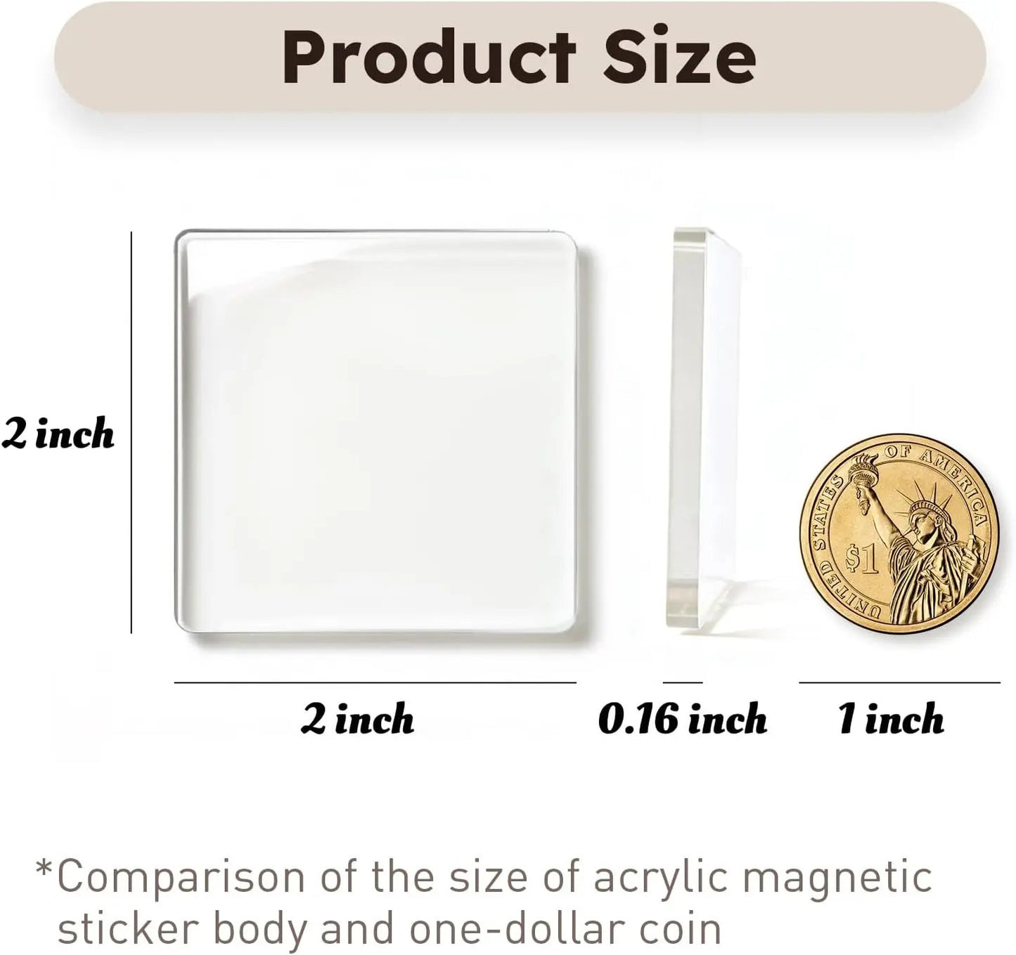 🎞✂10-pack med 5 x 5 cm stora, genomskinliga akrylmagneter för kylskåpet med självhäftande baksida – fyrkantiga magnetiska fotoramar med fantastisk 3D-effekt 💕