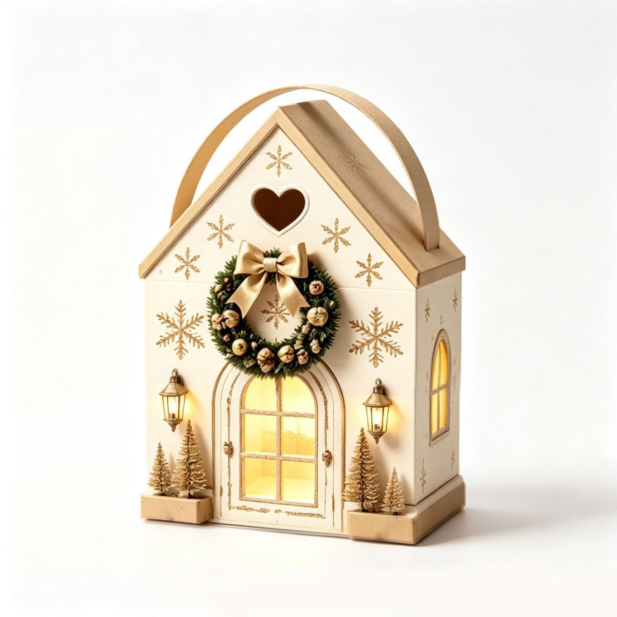 🏠 Presentask med ”Christmas Cottage”-handtag – festlig 3D-förpackning i form av ett hus för små godsaker