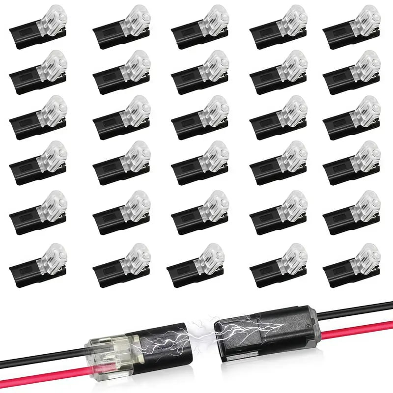 Snabb kabeldragning🔌Dubbelkabelsanslutning Led-ljusslingans anslutningar 2 stift