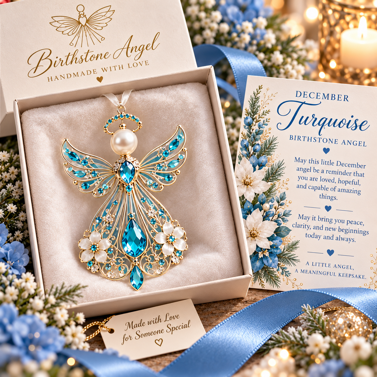🕊️ Juldekoration med skyddsängeln för födelsemånaden – Inte bara en ängel. Deras egen ängel ✨💎