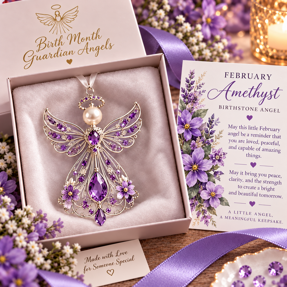 🕊️ Juldekoration med skyddsängeln för födelsemånaden – Inte bara en ängel. Deras egen ängel ✨💎