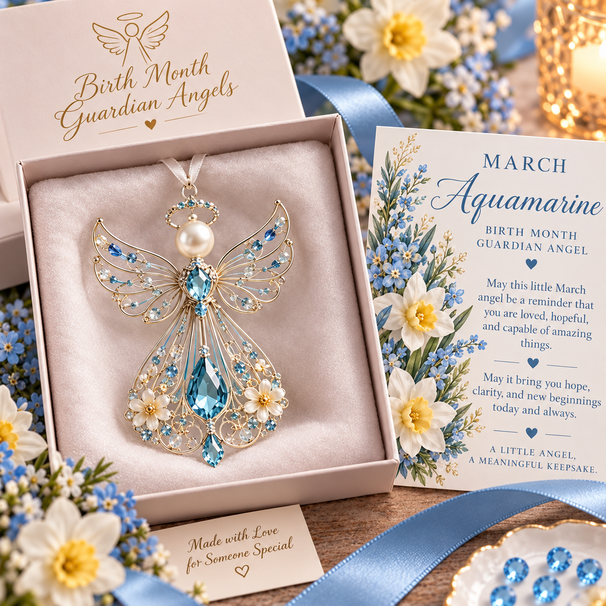 🕊️ Juldekoration med skyddsängeln för födelsemånaden – Inte bara en ängel. Deras egen ängel ✨💎