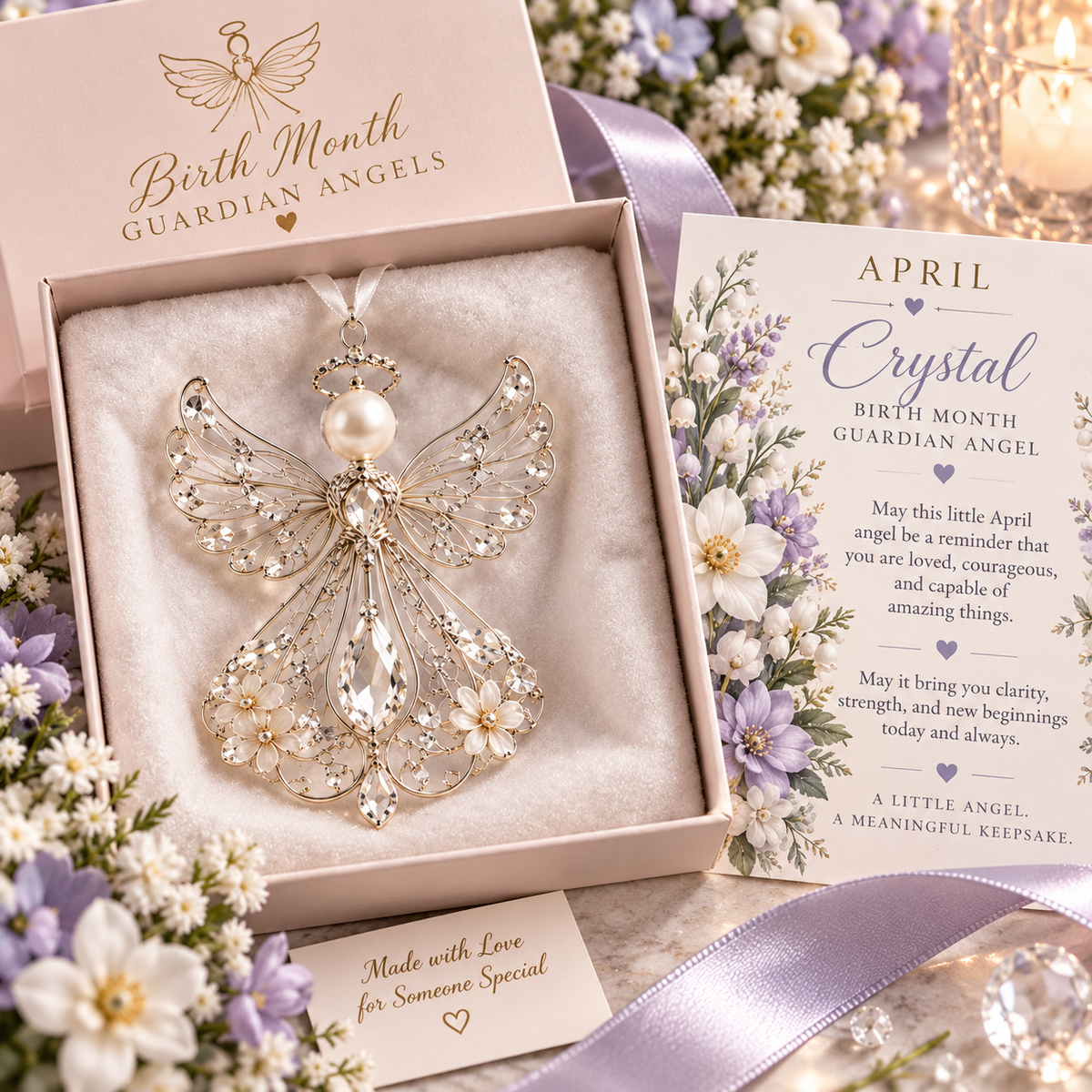 🕊️ Juldekoration med skyddsängeln för födelsemånaden – Inte bara en ängel. Deras egen ängel ✨💎