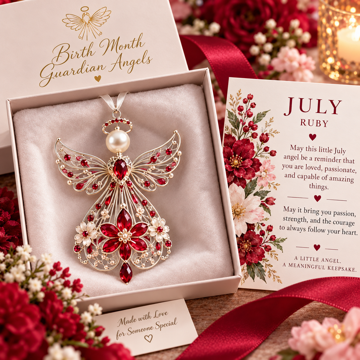 🕊️ Juldekoration med skyddsängeln för födelsemånaden – Inte bara en ängel. Deras egen ängel ✨💎