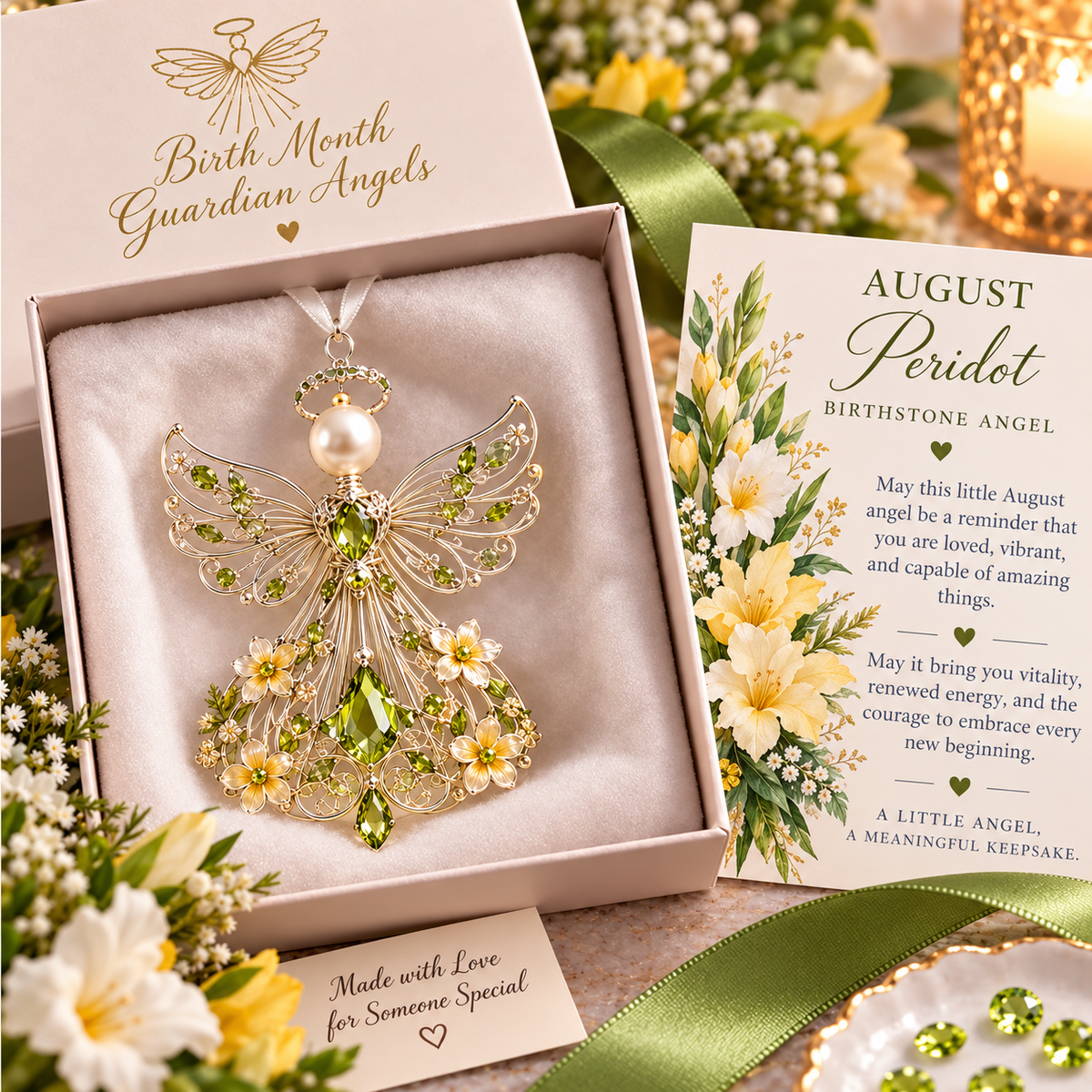 🕊️ Juldekoration med skyddsängeln för födelsemånaden – Inte bara en ängel. Deras egen ängel ✨💎