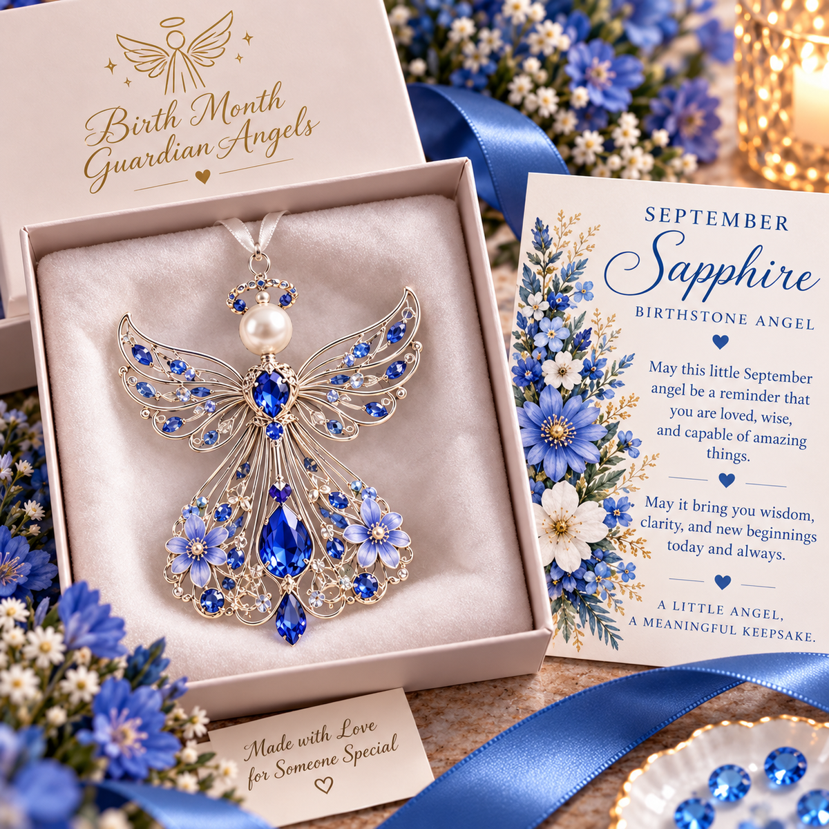 🕊️ Juldekoration med skyddsängeln för födelsemånaden – Inte bara en ängel. Deras egen ängel ✨💎