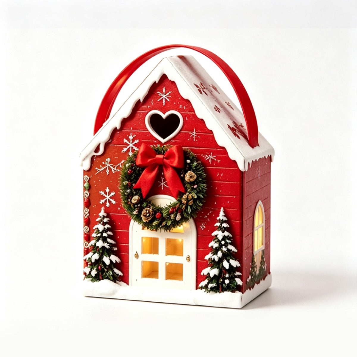🏠 Presentask med ”Christmas Cottage”-handtag – festlig 3D-förpackning i form av ett hus för små godsaker