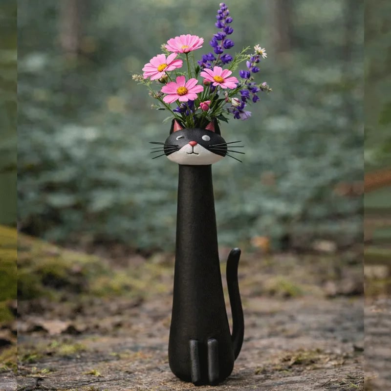 😻Handgjord, originell keramikvas i form av en katt