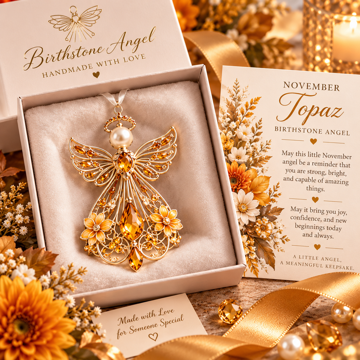 🕊️ Juldekoration med skyddsängeln för födelsemånaden – Inte bara en ängel. Deras egen ängel ✨💎